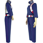 two side profile shots shoto todoroki mha cos navy jumpsuit shoulder armor red waist belt