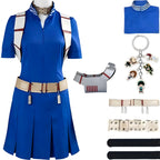 women shoto todoroki my hero academia cos blue pleated dress armor belt anime keychain parts layout