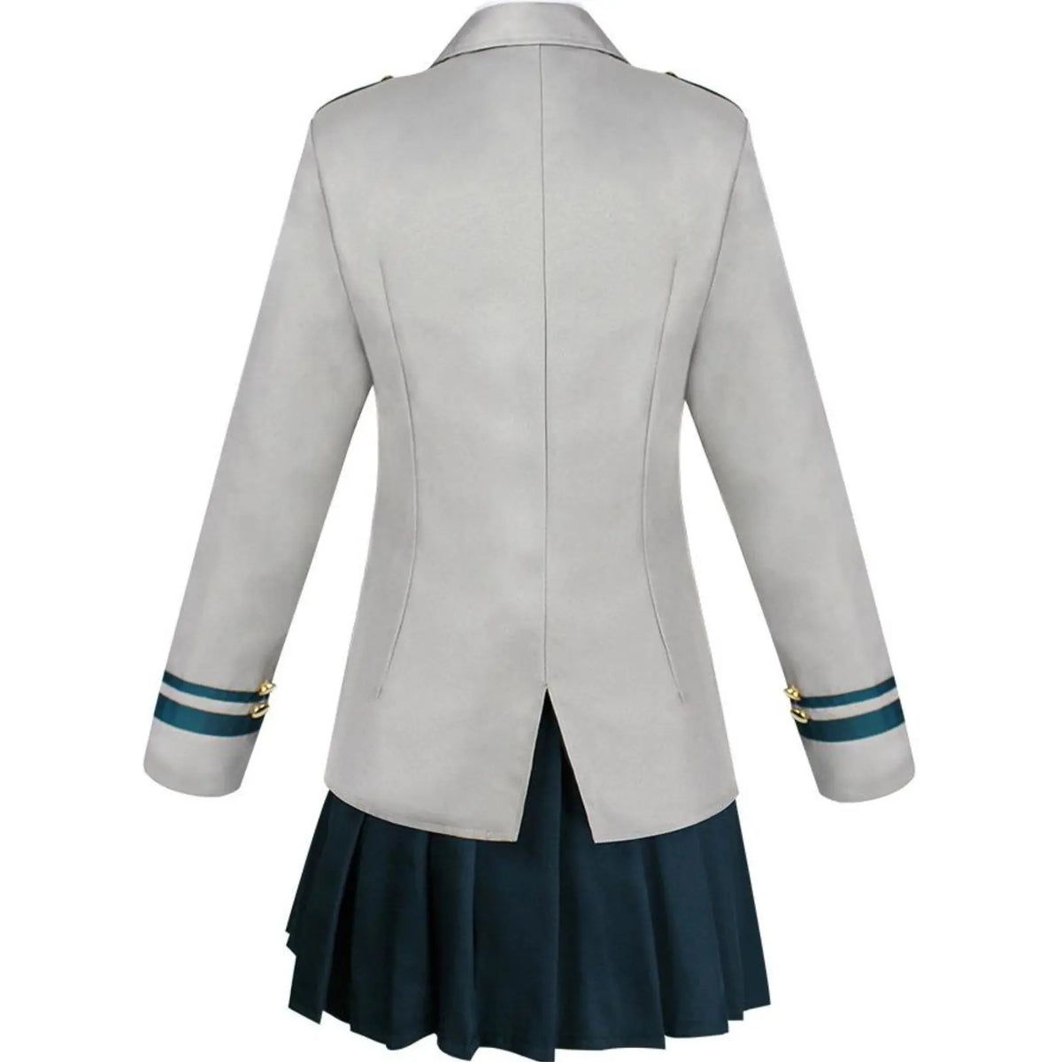 back view women mha shoto todoroki grey school blazer dark pleated skirt cos costume