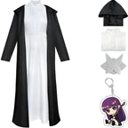 fern frieren cosplay black hooded long coat white stand collar dress hair clip acrylic keychain costume set