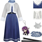 fern frieren cosplay winter dress gray fleece trim coat scarf belt hair clip keychain full costume set