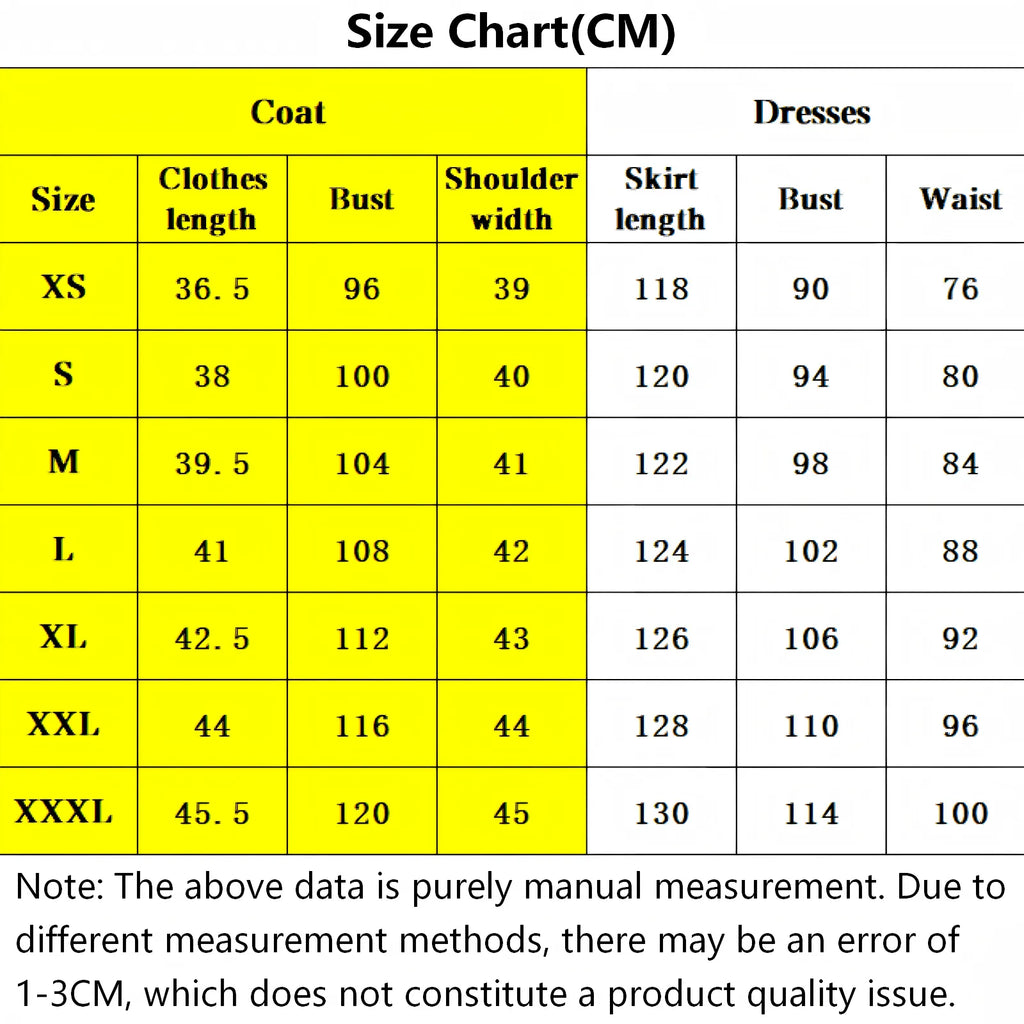 fern frieren cosplay size chart cm measurements coat bust shoulder dress length bust waist xs to xxxl