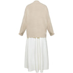 back view frieren cosplay loose knit cardigan flowy white long dress casual outfit