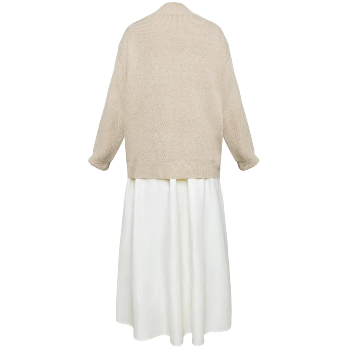 back view frieren cosplay loose knit cardigan flowy white long dress casual outfit