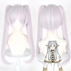 light purple long twin tail wig for frieren anime cosplay front back display