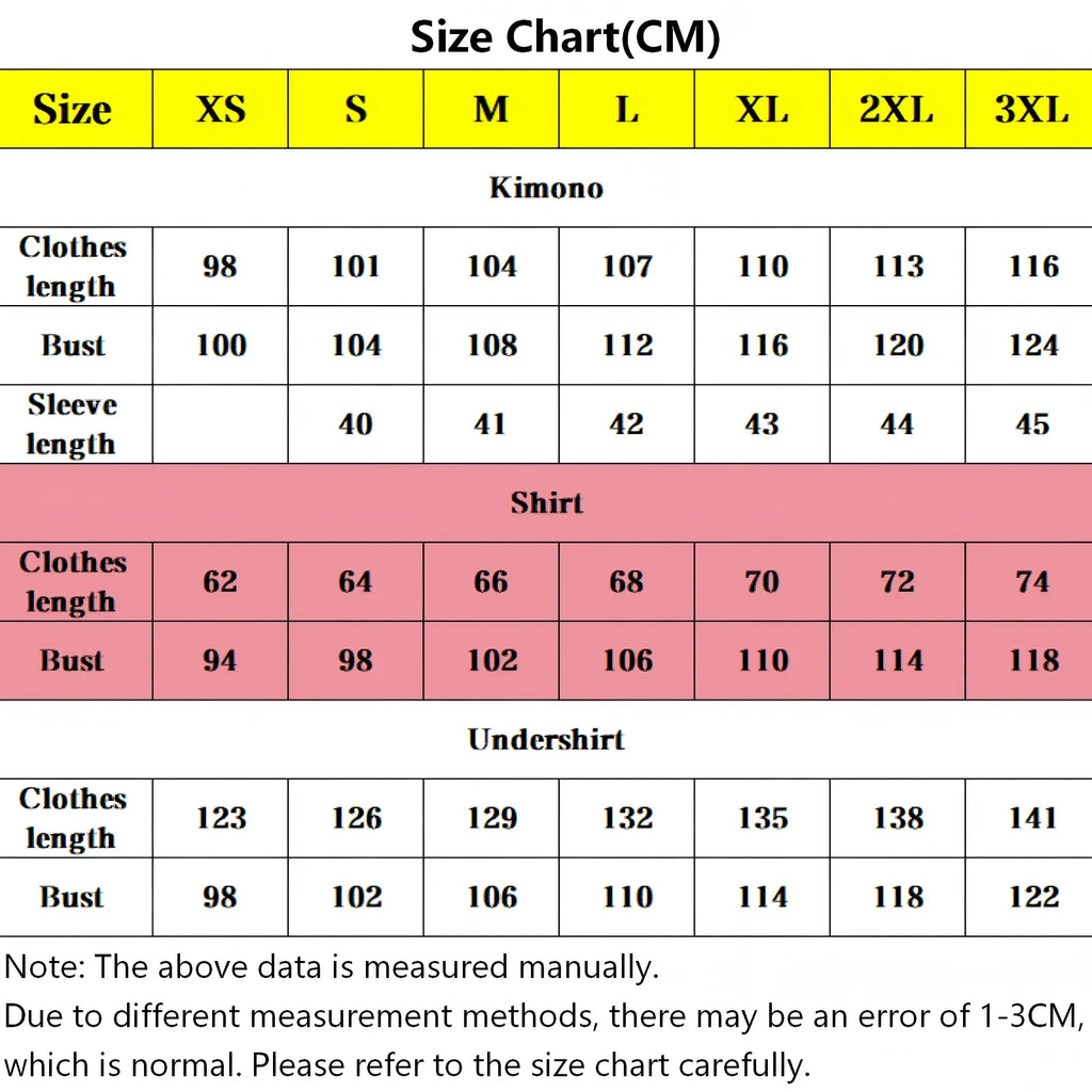 genya shinazugawa cosplay costume size guide cm