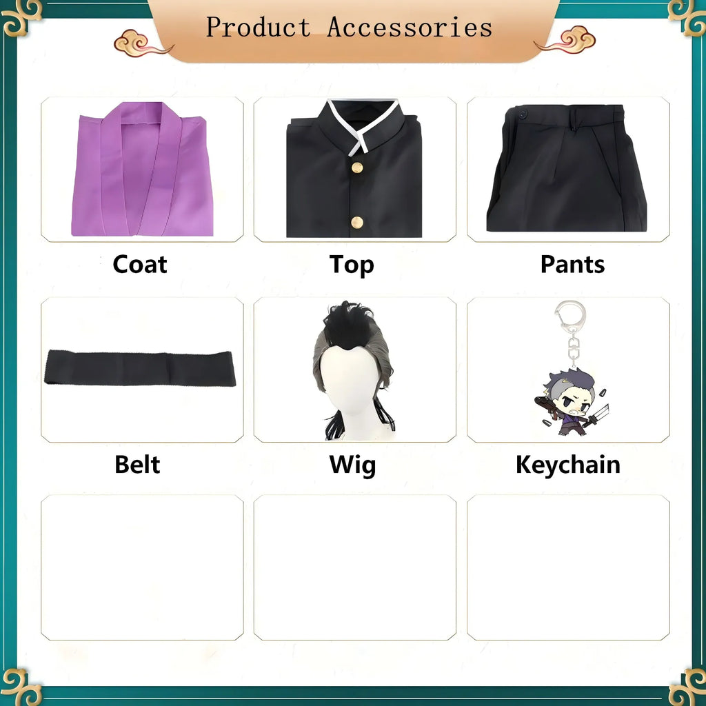 genya shinazugawa cosplay accessories parts display chart
