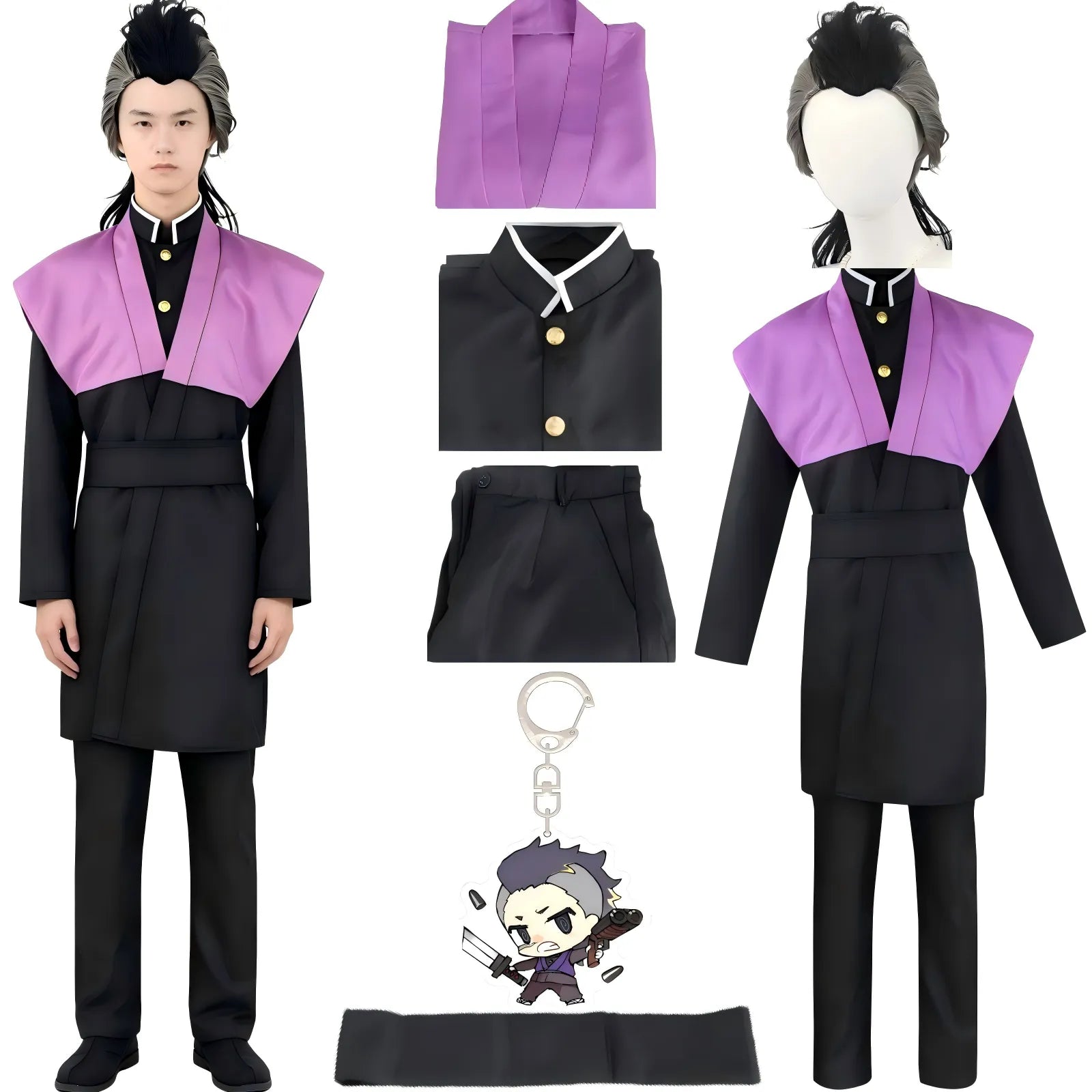 genya shinazugawa cosplay set including wig and accessories