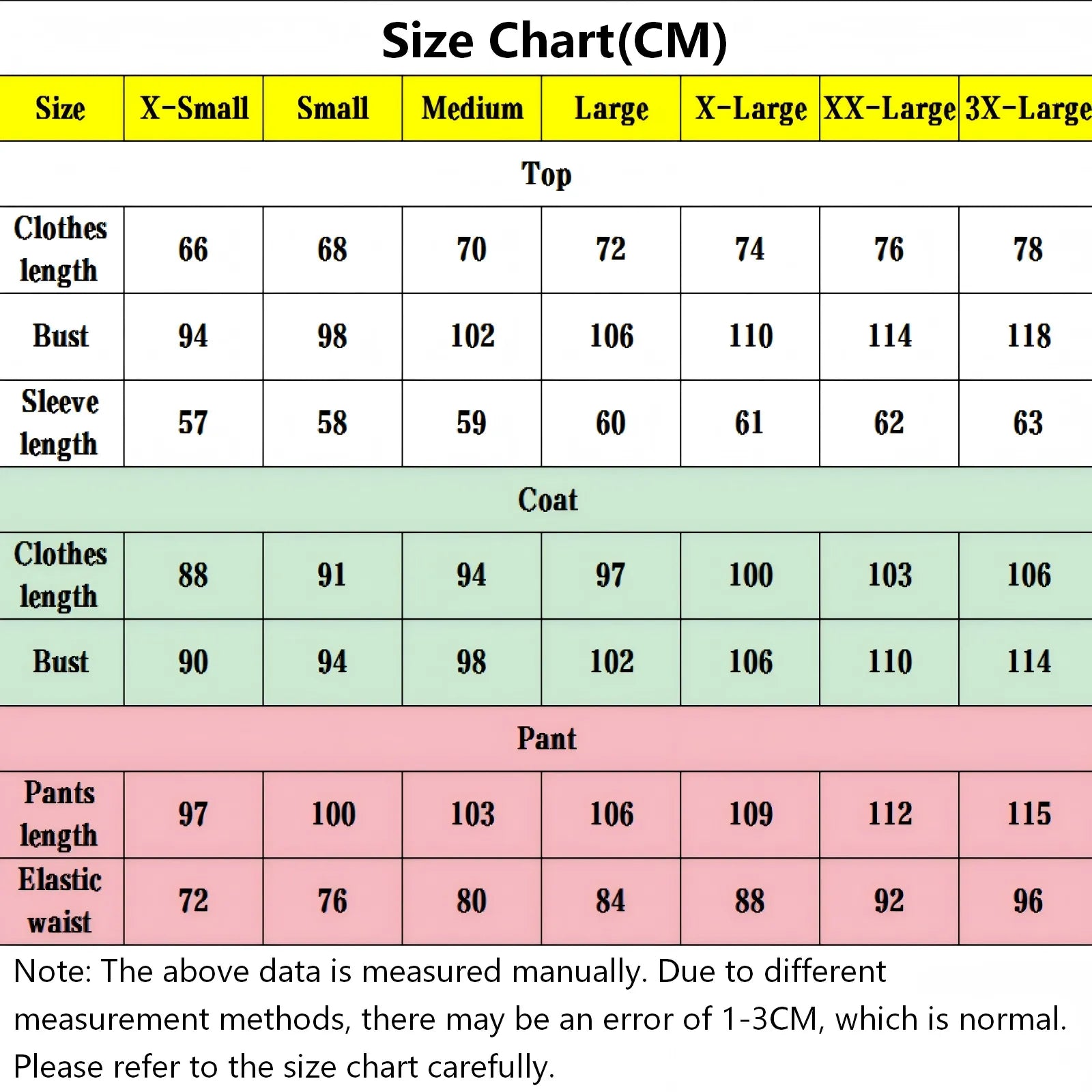 genya shinazugawa cosplay costume size chart in centimeters