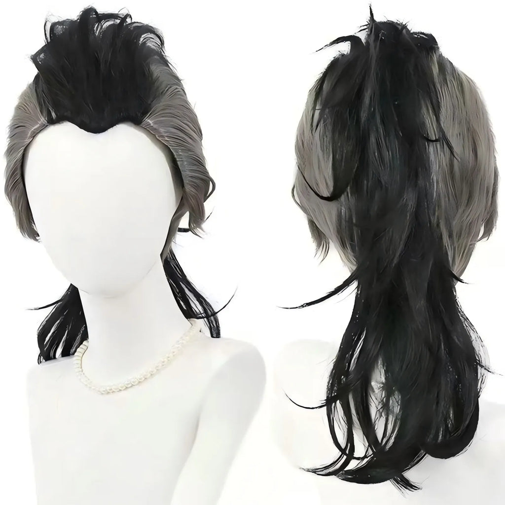 genya shinazugawa cosplay wig front and back display