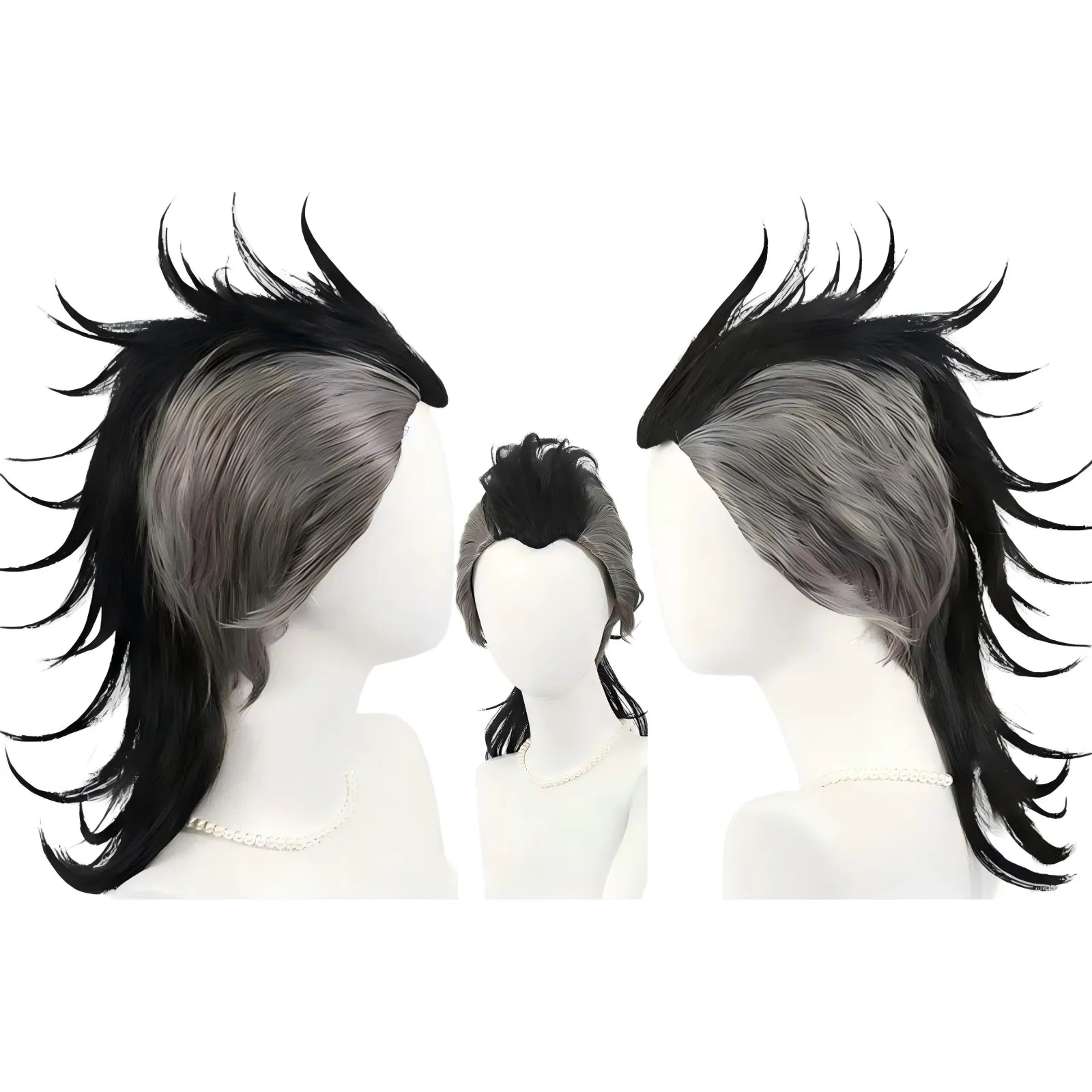 black grey gradient spiky wig for genya shinazugawa cosplay