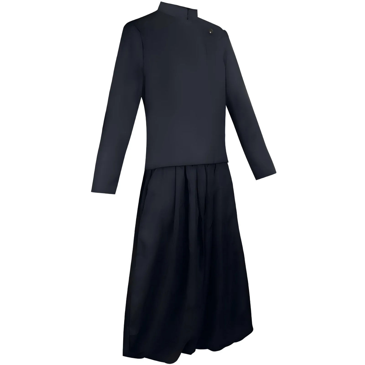 side view of geto suguru black cosplay suit