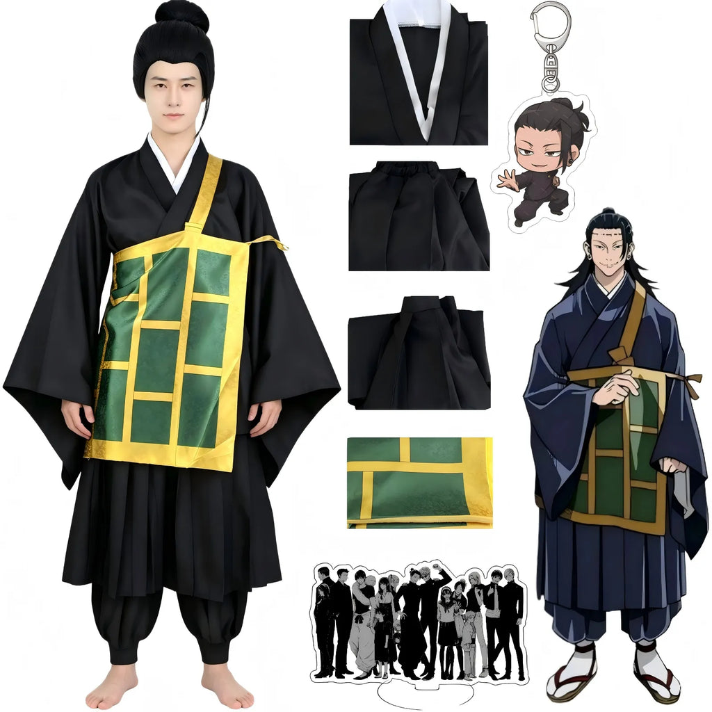 geto suguru cosplay outfit with accessories display