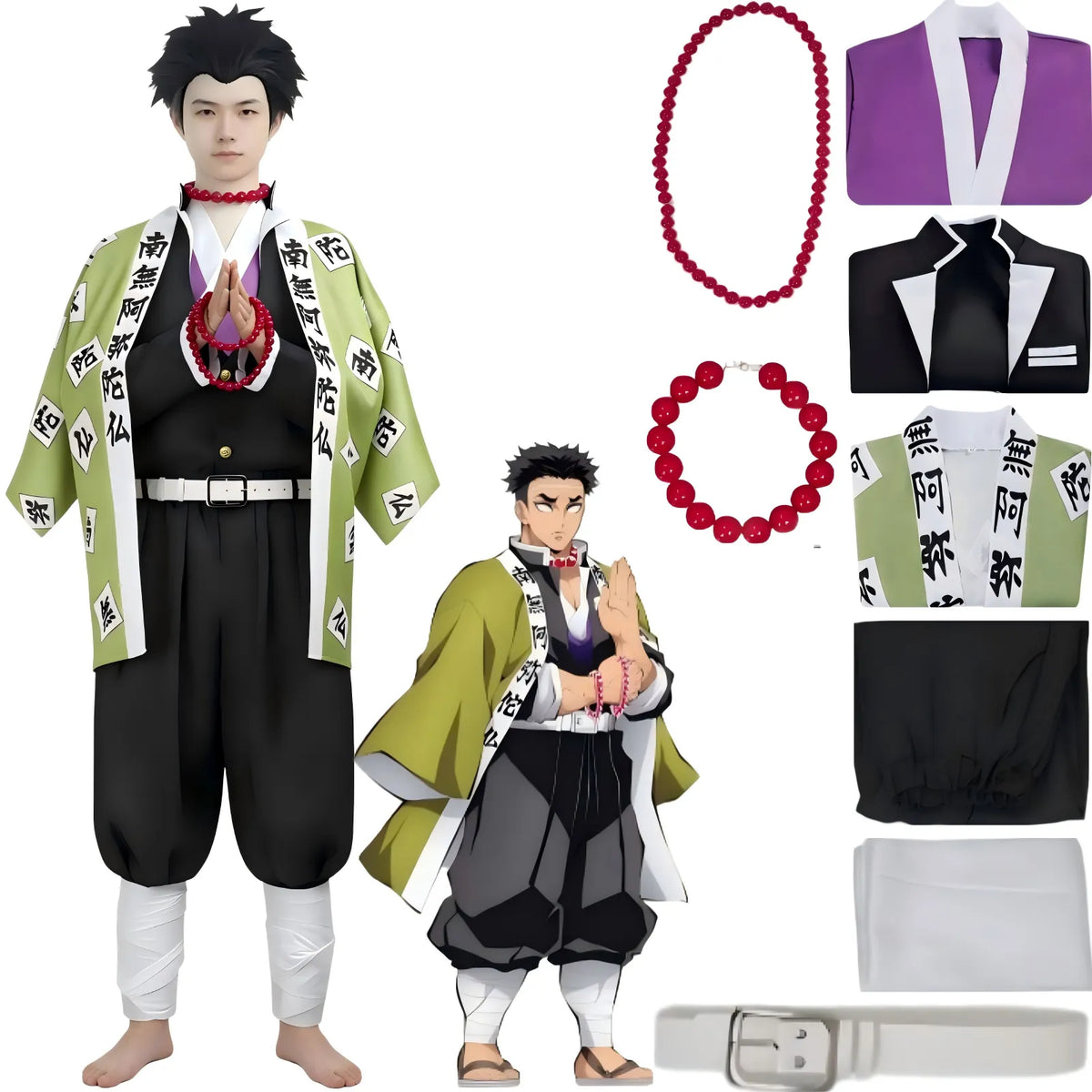 gyomei himejima demon slayer cosplay full costume set with accessories