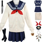 himiko toga my hero academia cos navy sailor uniform cardigan skirt prop knife denture keychain layout