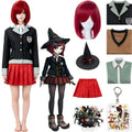 himiko yumeno cosplay suit and red wig display