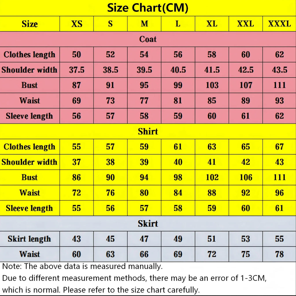 size chart for himiko yumeno cosplay costume