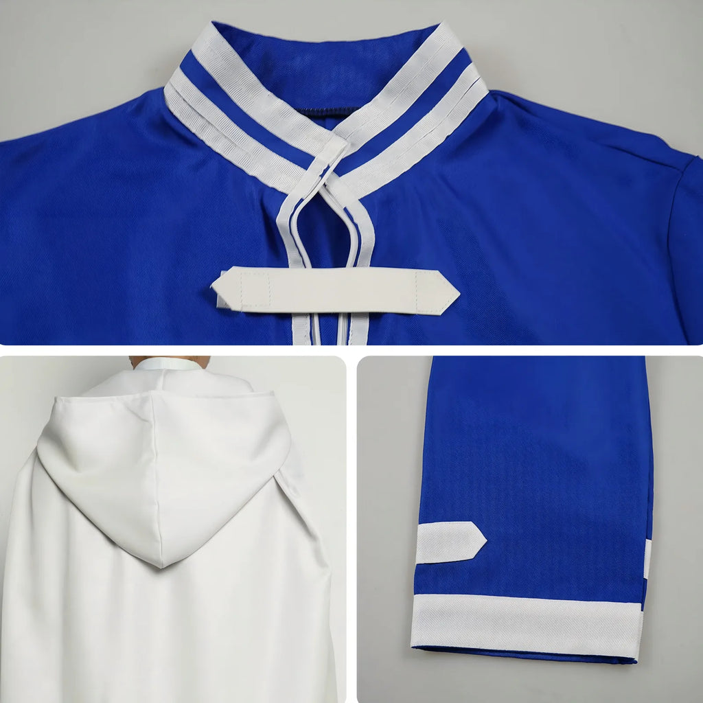 closeup details himmel frieren cosplay stand collar fastener hooded cape sleeve trim