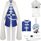 himmel frieren beyond journey's end full cosplay costume blue uniform white cloak pants belt accessories