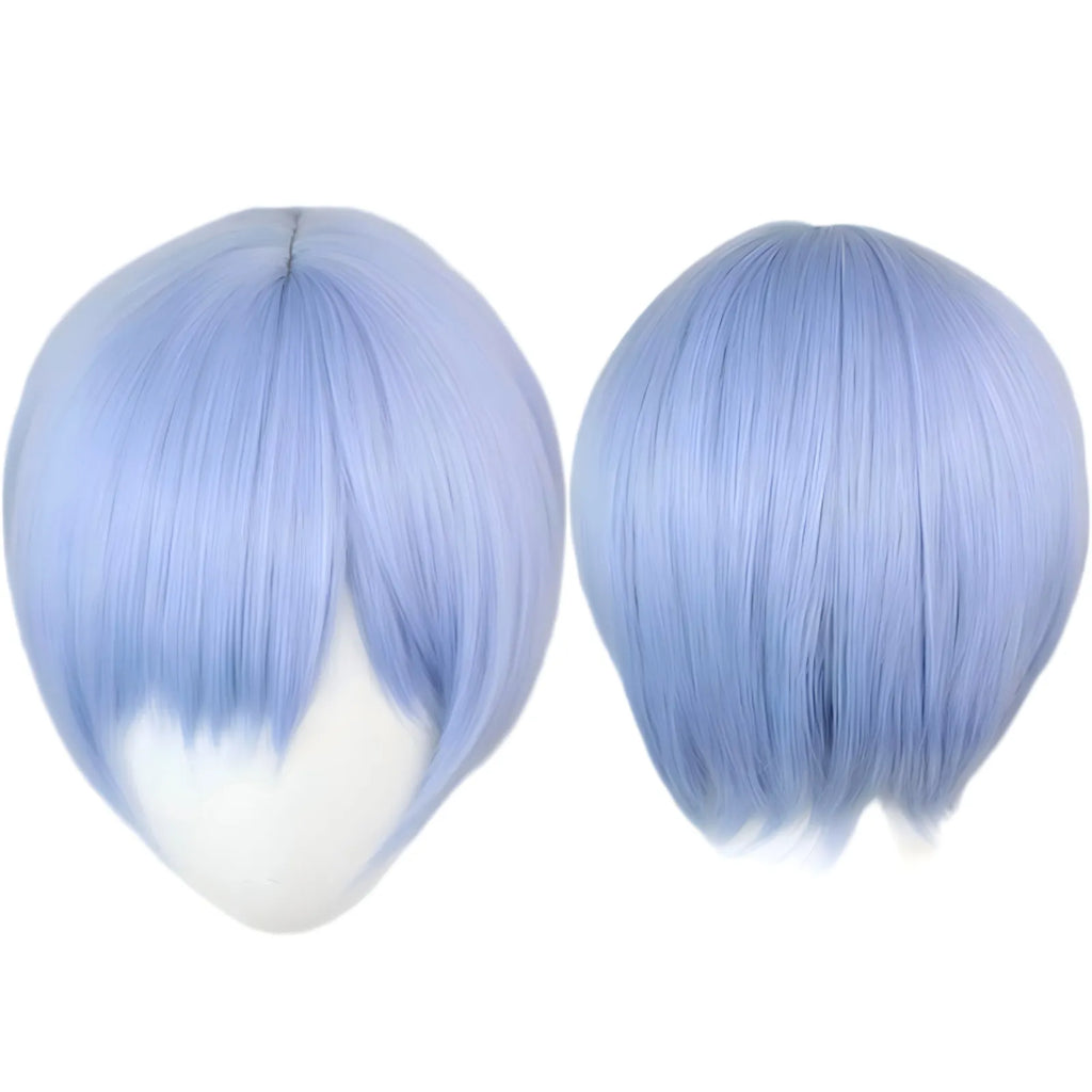 light blue short himmel frieren cosplay wig styled anime hairstyle for funeral edition cosplay