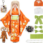 hiyoko saionji cosplay outfit orange kimono with wig and accessories