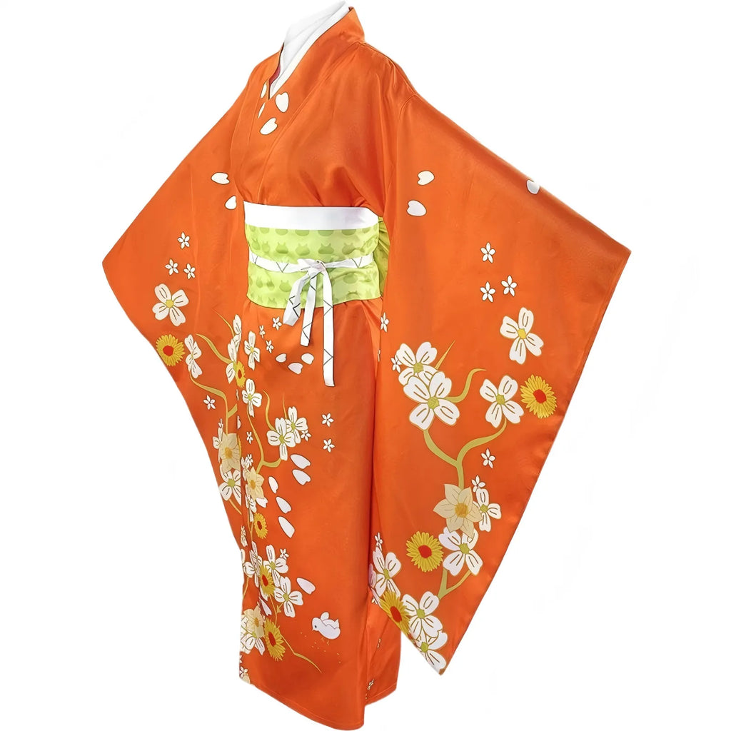 orange floral kimono for hiyoko saionji cosplay