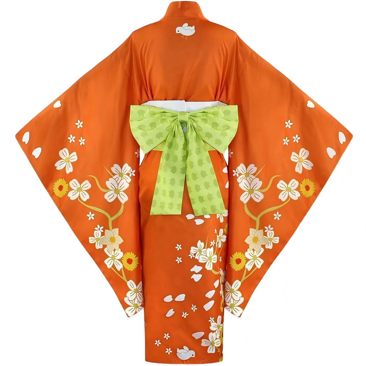 back view of hiyoko saionji orange kimono cosplay costume
