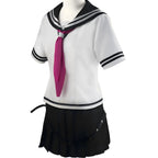 ibuki mioda cosplay costume side view, sailor top and pleated skirt