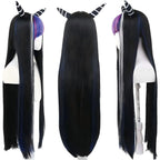 ibuki mioda long cos wig with black white pink blue hair horns