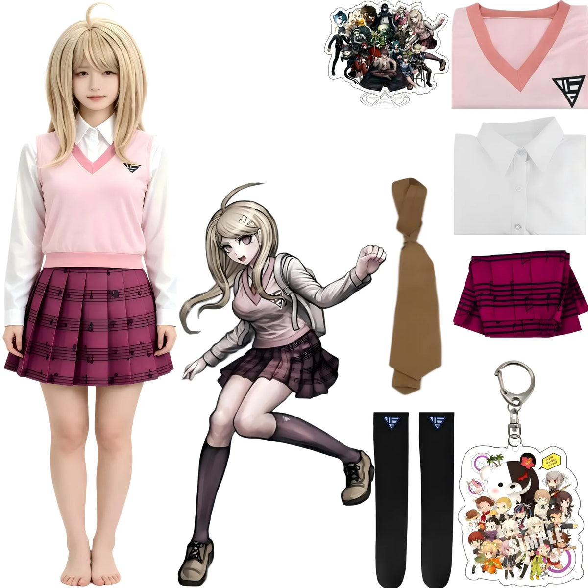 kaede akamatsu cosplay outfit with wig and accessories