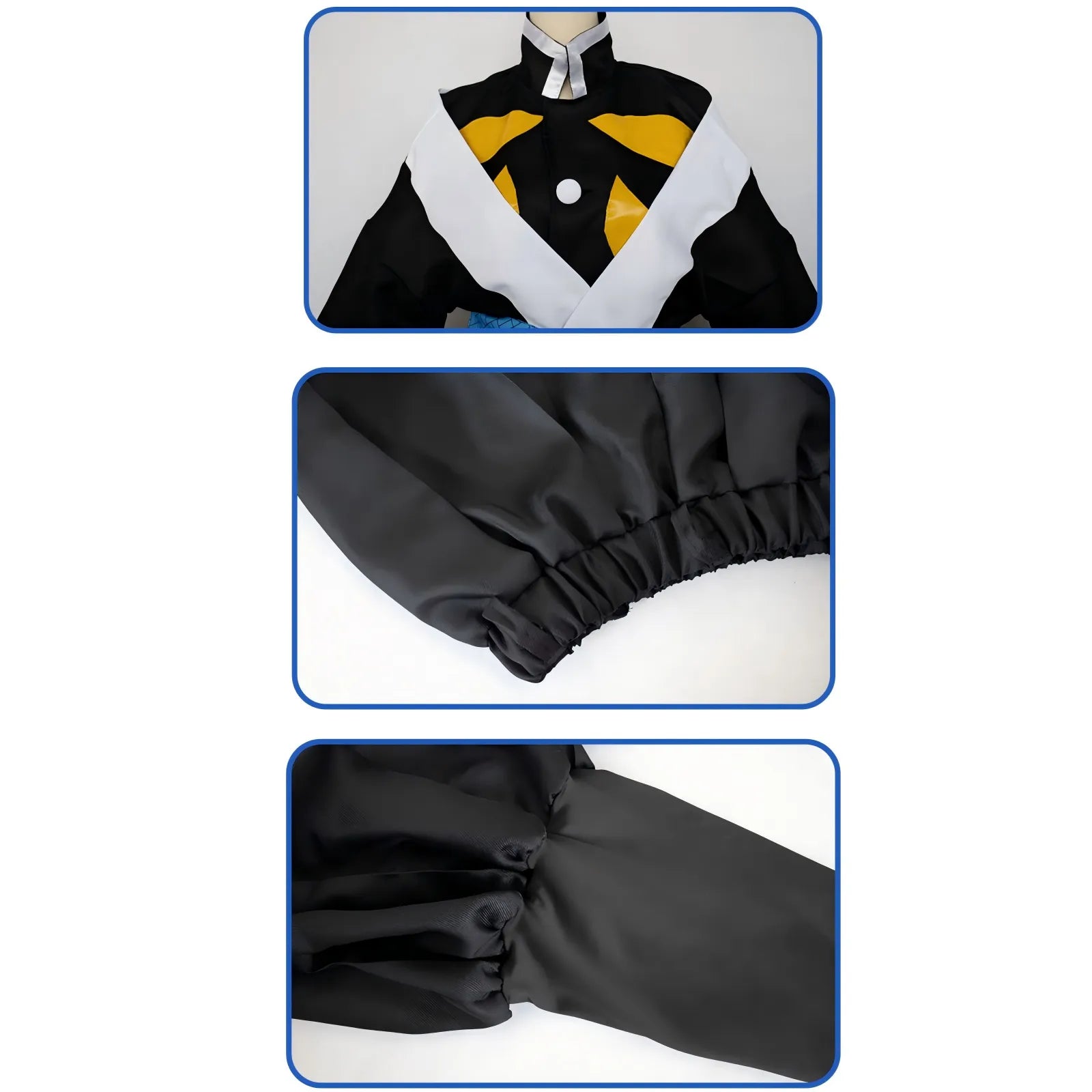 close‑up details of kaigaku cosplay clothing fabric