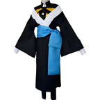 front view of kaigaku complete robe and blue sash costume