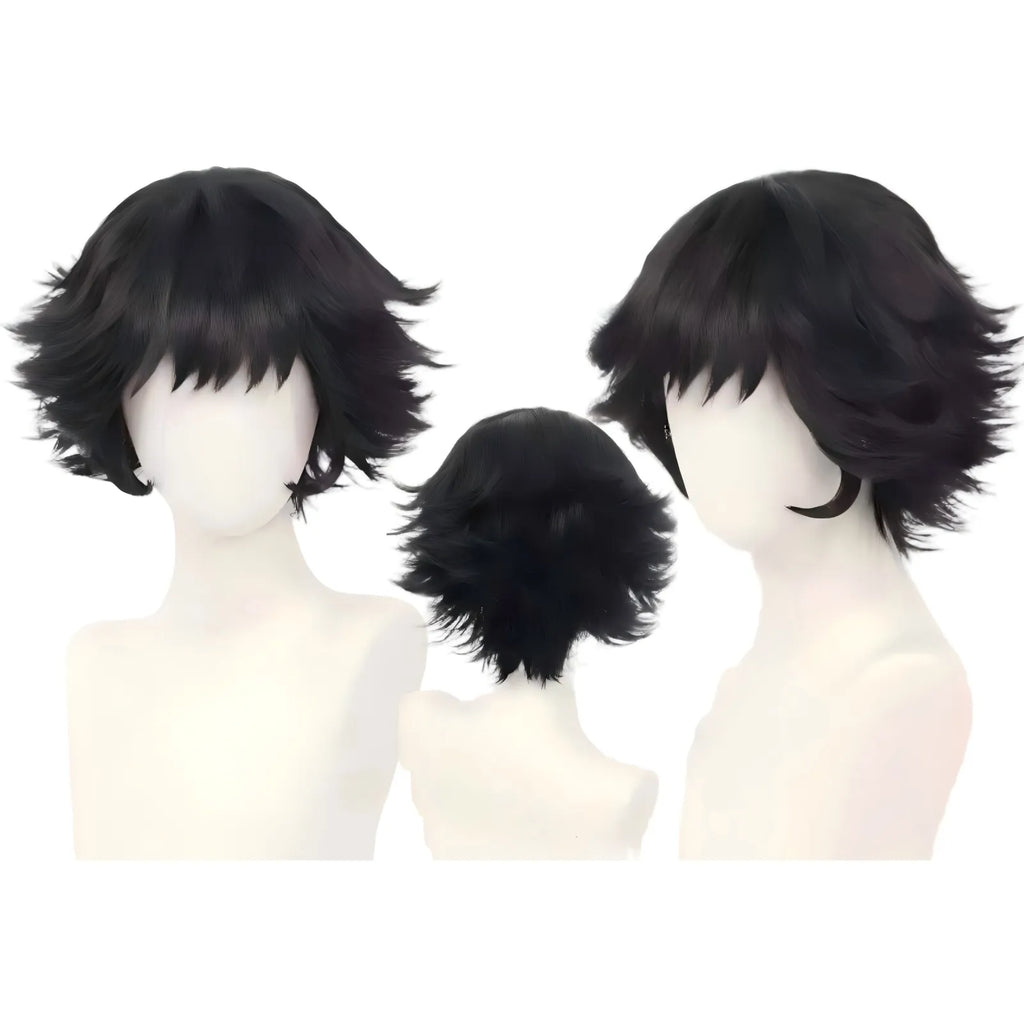spiky short black wig for kaigaku cosplay