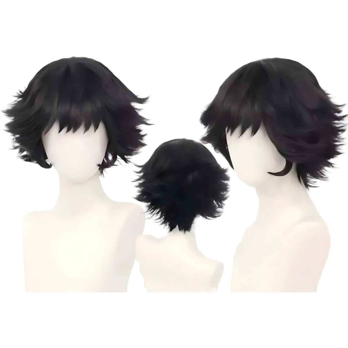 spiky short black wig for kaigaku cosplay