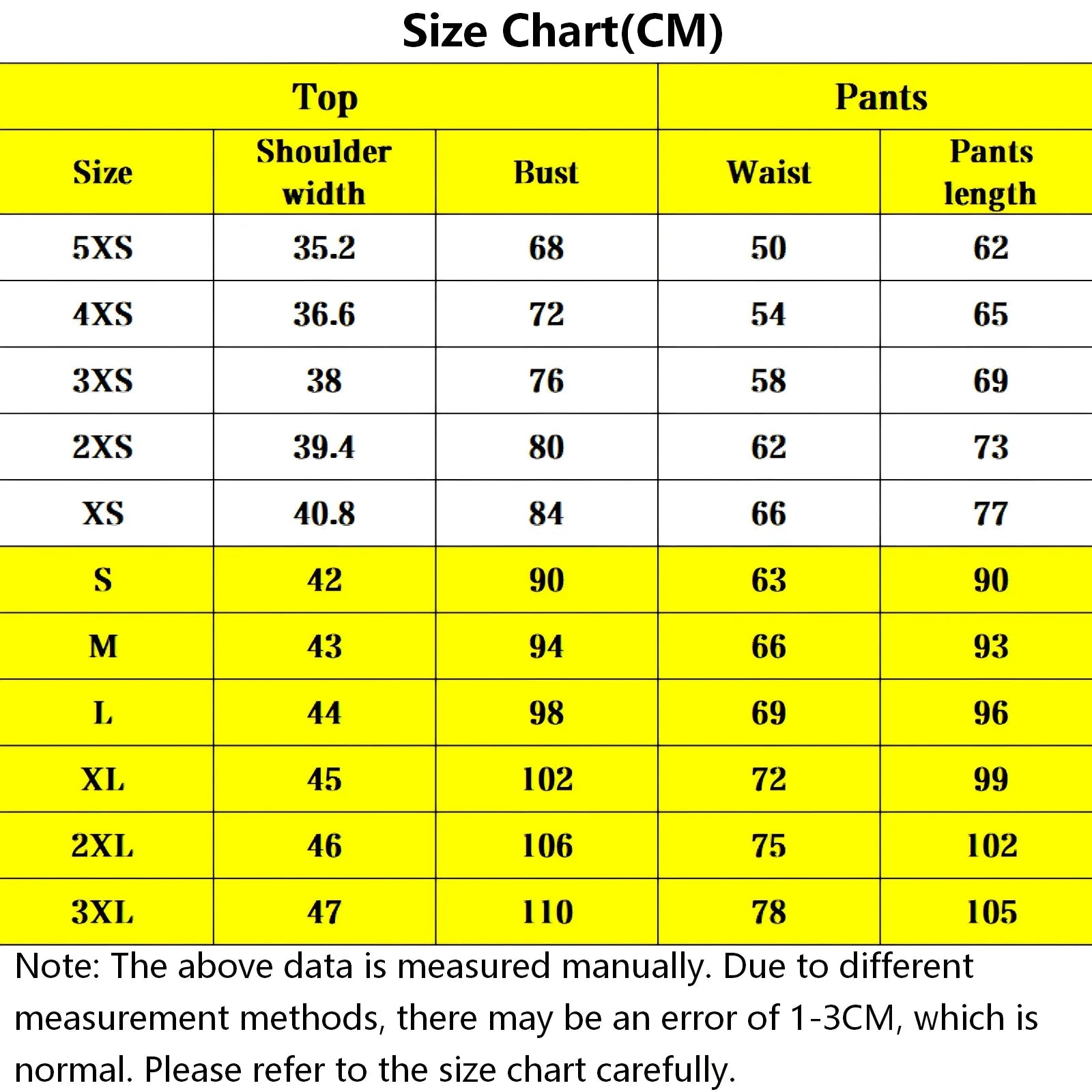 tanjiro cosplay costume size chart table in cm, measurement reference