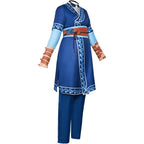 side view katara avatar the last airbender cosplay uniform with waist sash and side slit design