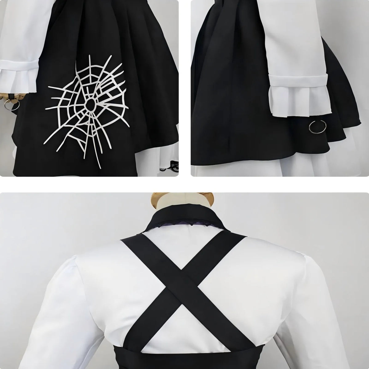 close up details of kirumi tojo maid cosplay dress