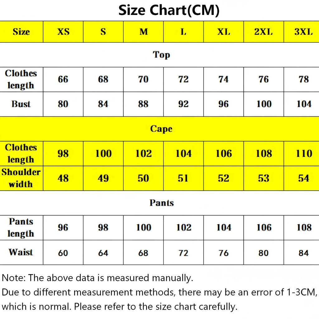kokichi oma cos suit size chart in cm