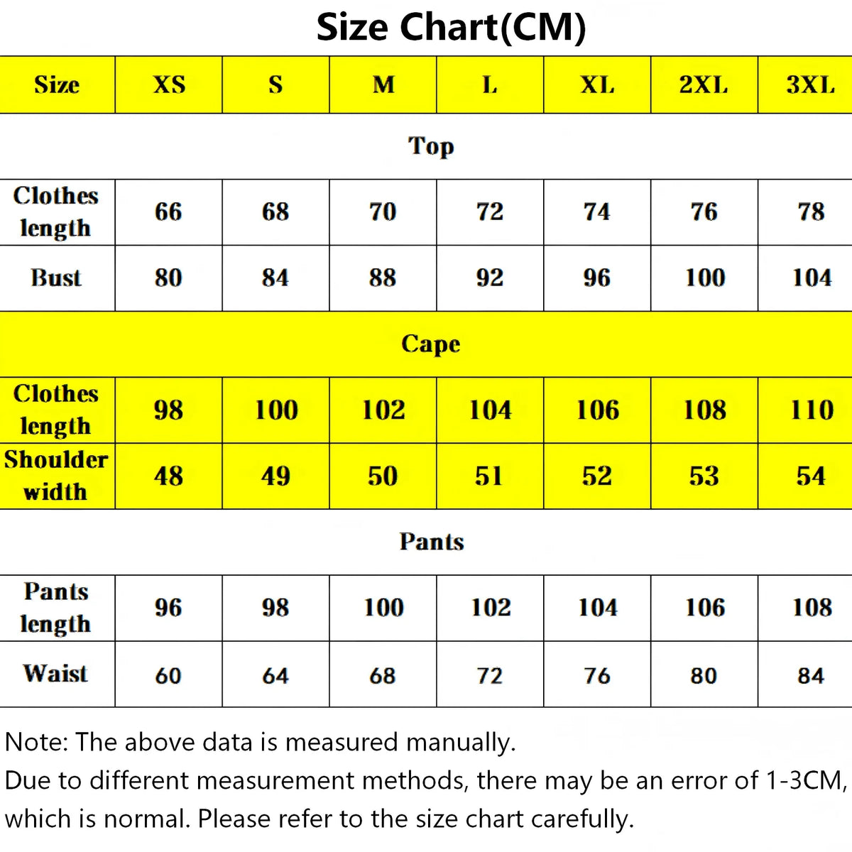 kokichi oma cos suit size chart in cm