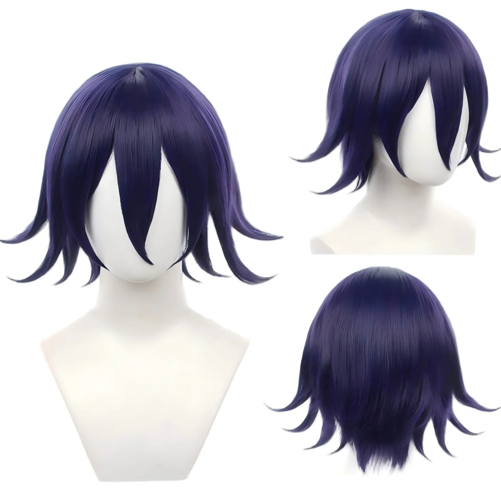 kokichi oma short dark purple cos wig
