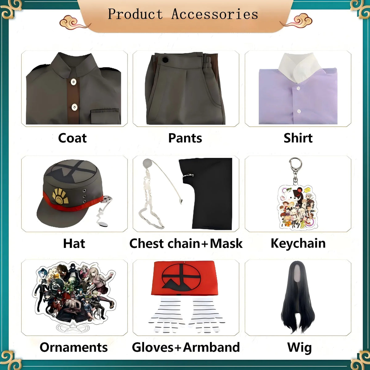 all accessories included with korekiyo shinguji cosplay costume