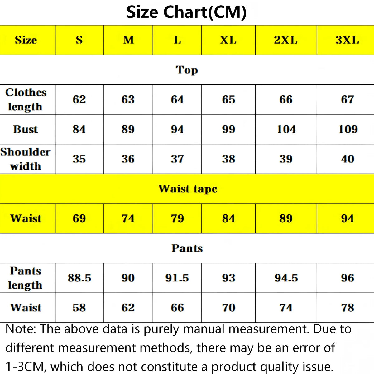 Korra cosplay outfit size chart in cm, top, waist tape and pants measurements