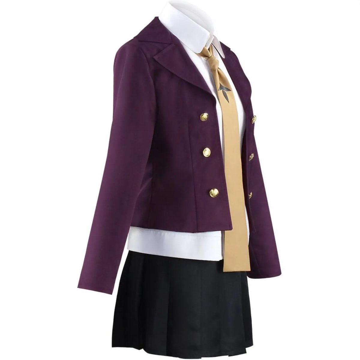 side view of kyoko kirigiri cosplay jacket, shirt, tie and pleated skirt