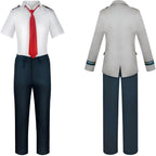 ua high short sleeve shirt pants and long grey blazer back view cos costume