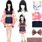 makomo kimono cosplay suit matched with jagged bang black wig and full accessories