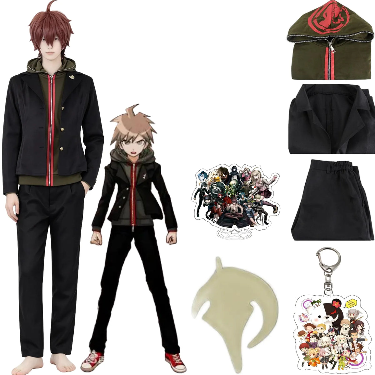makoto naegi cosplay costume full set with accessories, white background