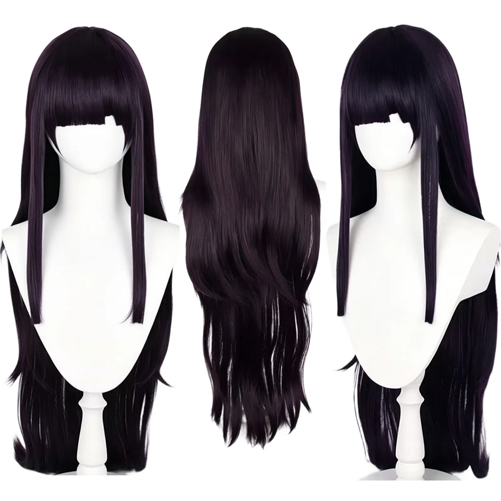 mikan tsumiki cosplay dark purple long wig
