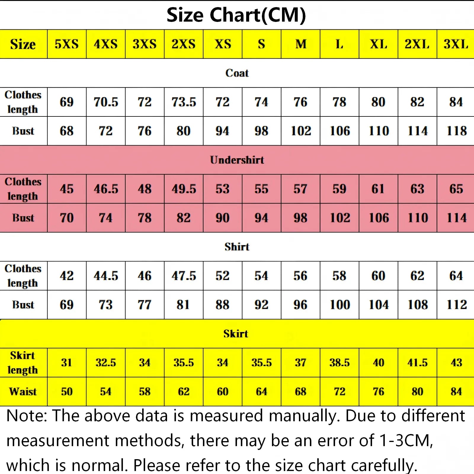 mitsuri kanroji cosplay costume cm size measurement chart