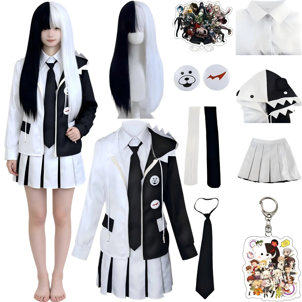 monokuma cos set costume and wig display