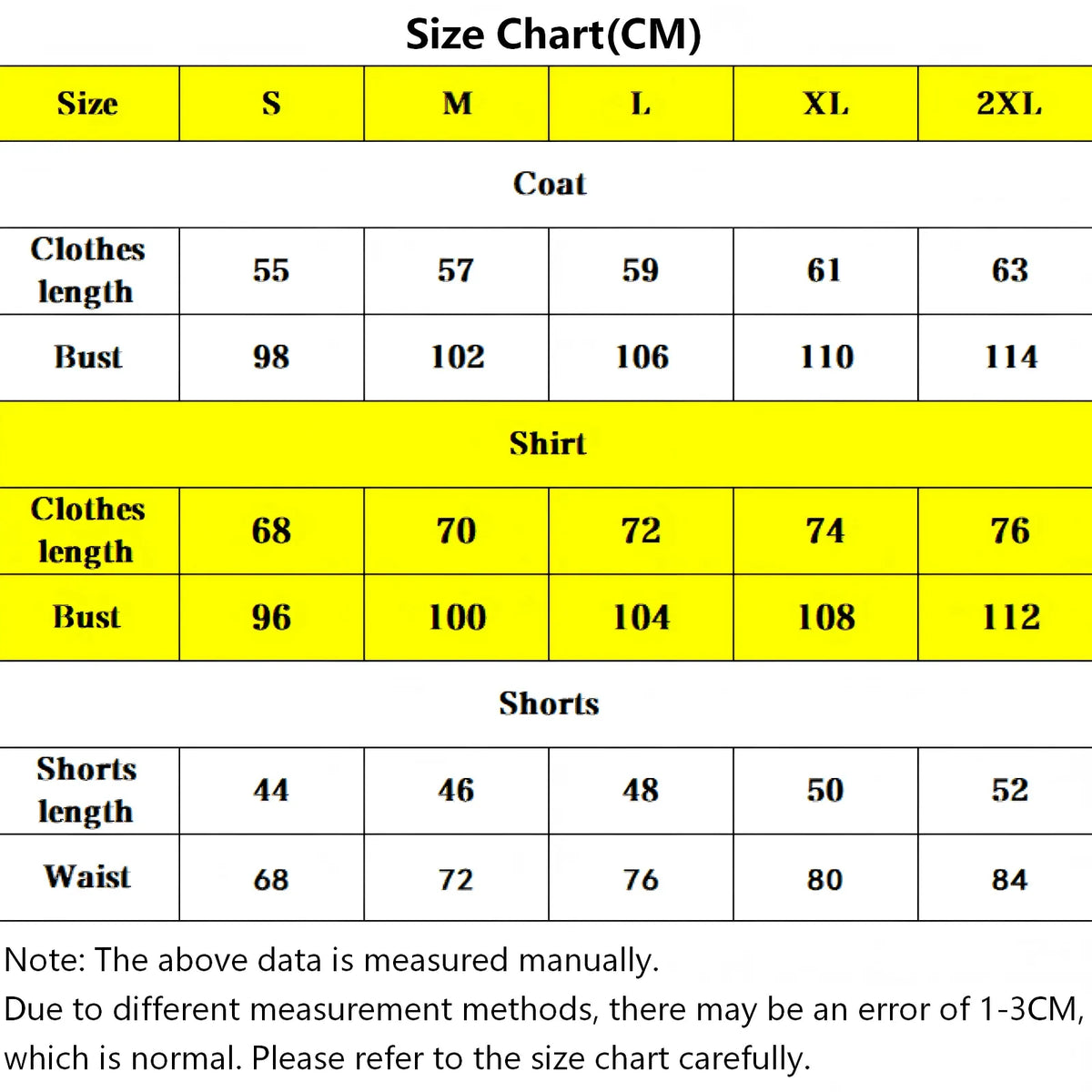 monokuma cos costume size chart in cm